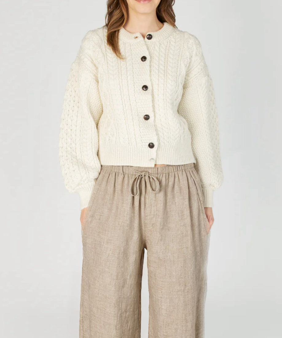 Women's Cream Cable Knit Cardigan