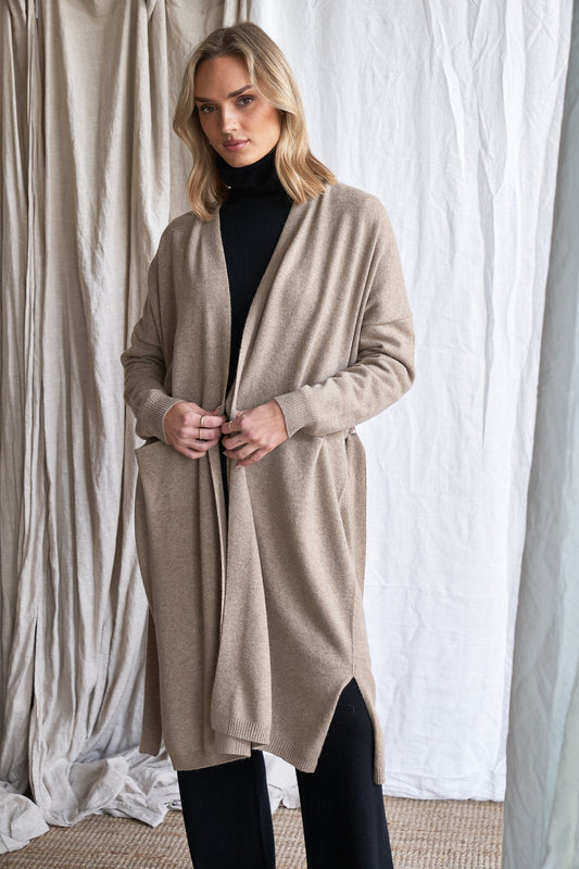 The Camille Cardigan – Truffle Cashmere