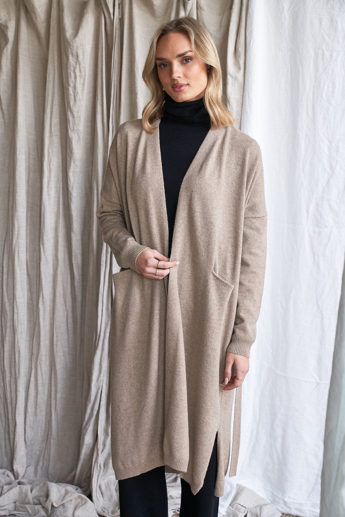 The Camille Cardigan – Truffle Cashmere