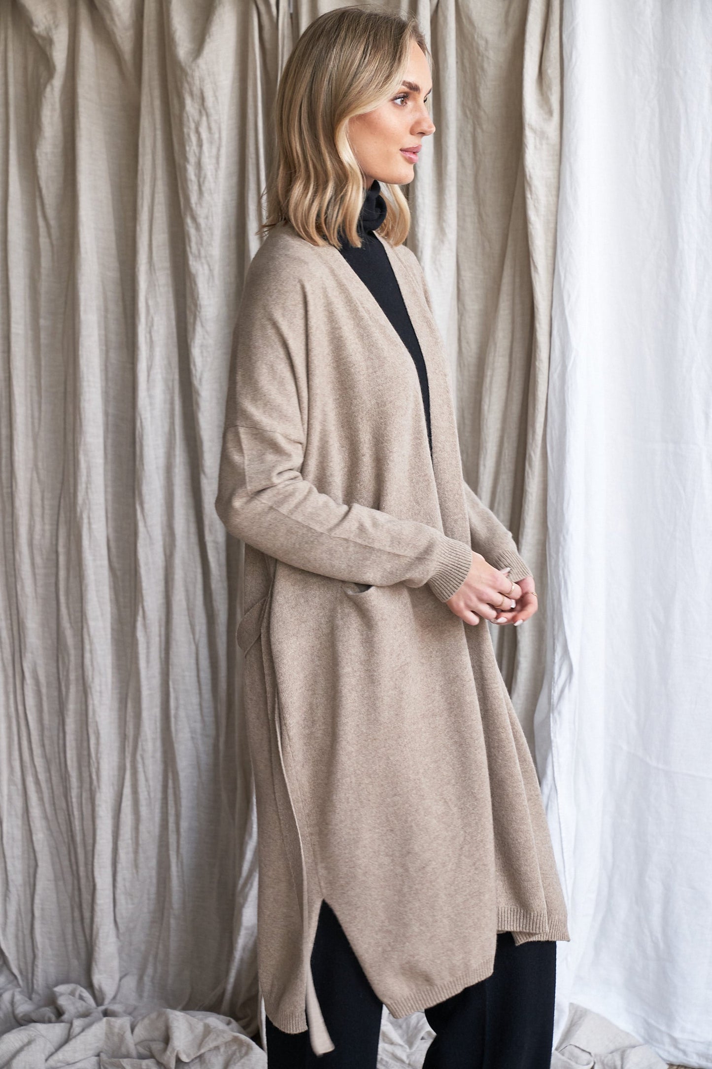 The Camille Cardigan – Truffle Cashmere