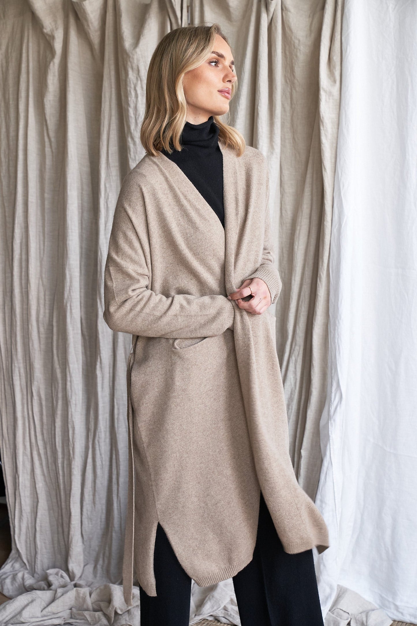 The Camille Cardigan – Truffle Cashmere