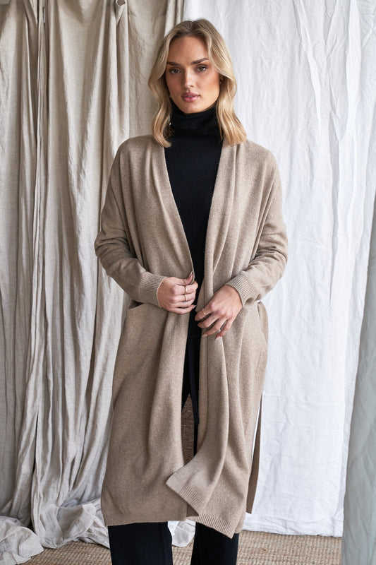 The Camille Cardigan – Truffle Cashmere
